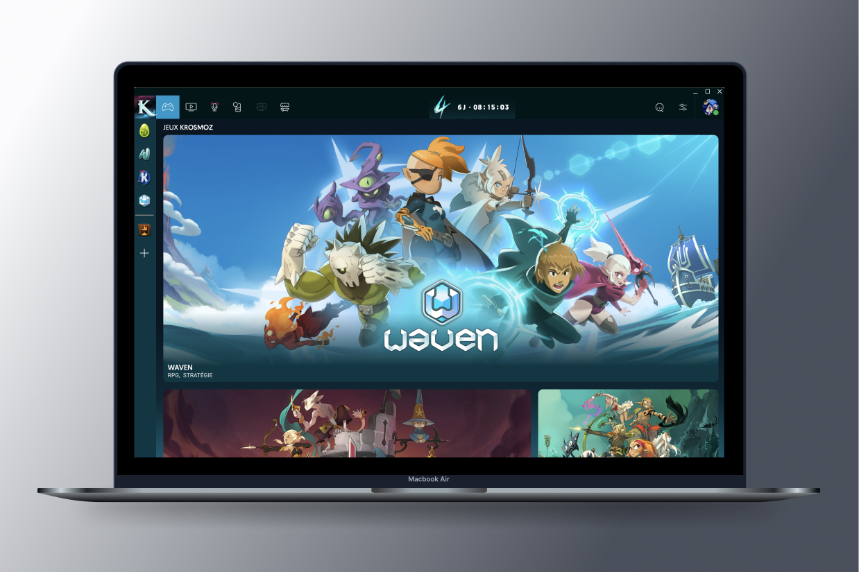 Ankama Launcher application displayed on desktop mockup