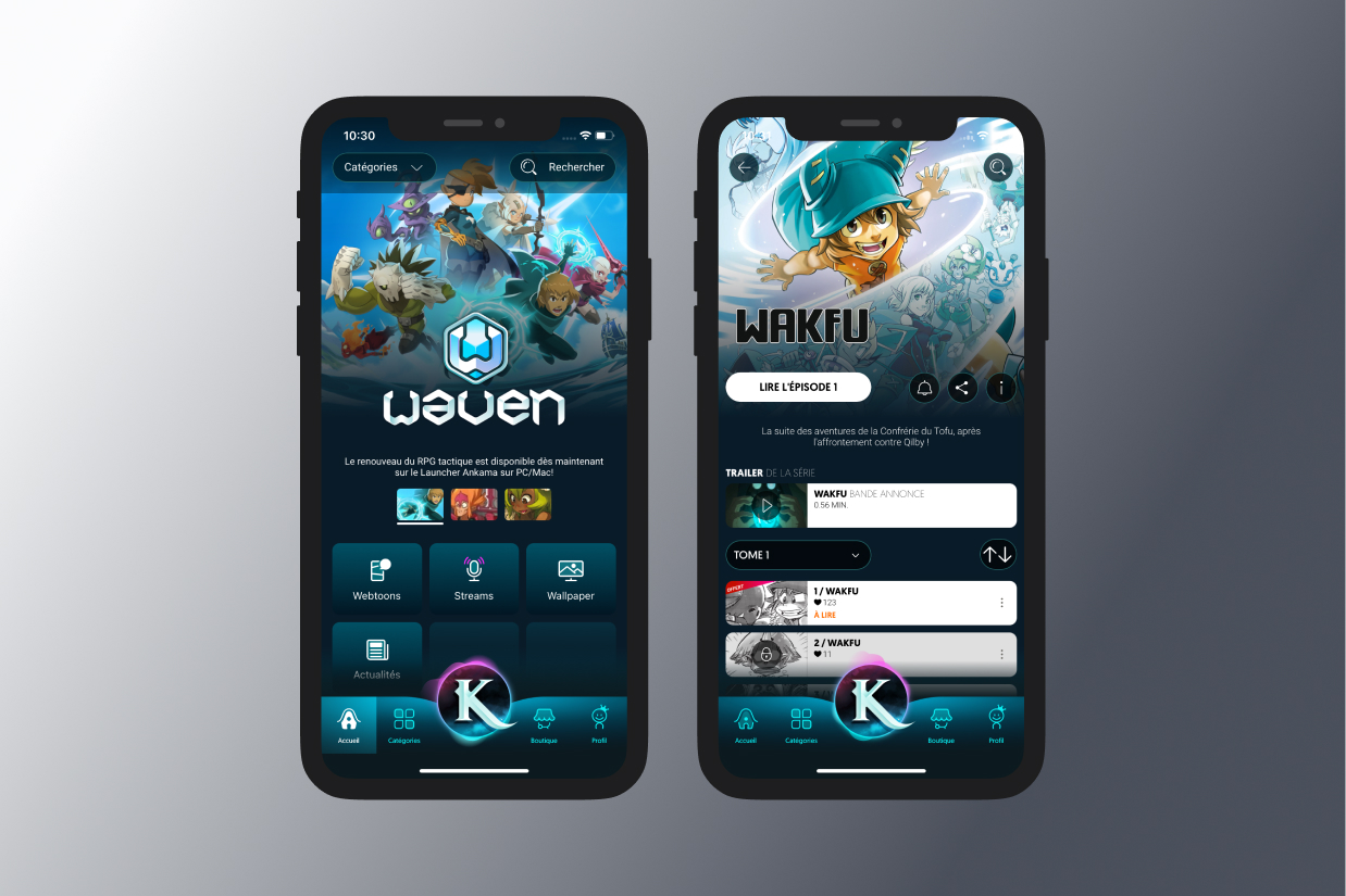 Krosmoz application displayed on mobile mockups